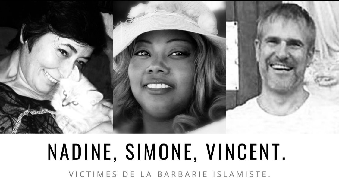 eciotti's tweet photo. Il y a 1 mois, la barbarie frappait Nice au cœur de la basilique Notre Dame. Ayons une pensée fraternelle pour Simone, Nadine et Vincent.
N’oublions jamais et battons nous pour toutes les victimes du terrorisme islamiste. https://t.co/nOZBgtscs7