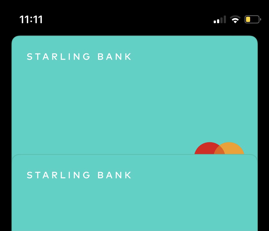 Hey <a href="/StarlingBank/">Starling</a> please could you adjust the colour of the joint account card in Apple Pay?
 I’m seeing double and it’s very frustrating at the checkout 😂