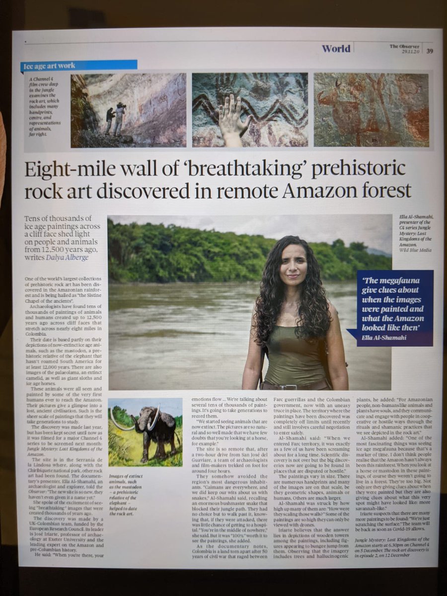 Ella Al-Shamahi (@ella_alshamahi) on Twitter photo We have been keeping this quiet! In our series airing on <a href="/Channel4/">Channel 4</a> this week we feature a significant new indigenous Amazonian rock art discovery, 1 of the largest rock art sites on the planet(!), by Prof José Iriarte & his team <a href="/LASTJOURNEY5/">LASTJOURNEY</a>. We speak exclusively to <a href="/ObserverUK/">The Observer</a> We have been keeping this quiet! In our series airing on <a href="/Channel4/">Channel 4</a> this week we feature a significant new indigenous Amazonian rock art discovery, 1 of the largest rock art sites on the planet(!), by Prof José Iriarte & his team <a href="/LASTJOURNEY5/">LASTJOURNEY</a>. We speak exclusively to <a href="/ObserverUK/">The Observer</a>