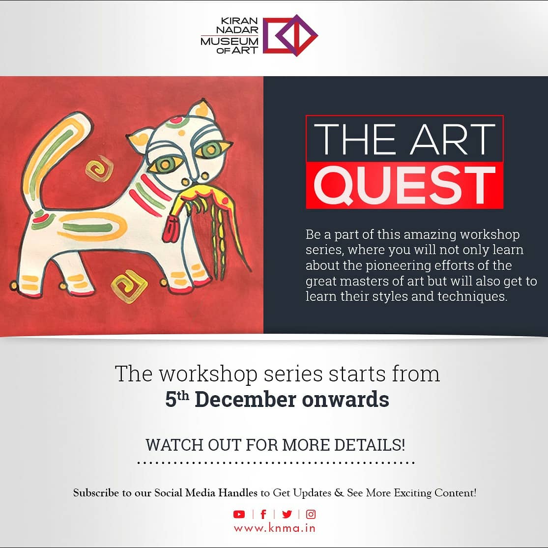 KNMAIndia's tweet photo. Join us for The Art Quest - a new and exciting workshop series that will take you on a fascinating journey of discovering the skills and techniques of some of the greatest masters of art through time.

Stay tuned for the first episode on 5th December!

#TheArtQuest #KNMAWorkshops https://t.co/r0vLIDaYfS