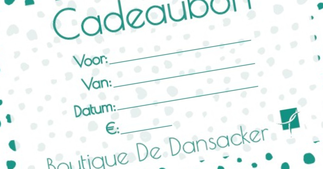 Wist u dat Boutique De Dansacker ook hele mooie cadeaubonnen heeft? Zoekt u een presentje voor een kleine of wat grotere gelegenheid, een cadeaubon is er al vanaf € 5,-