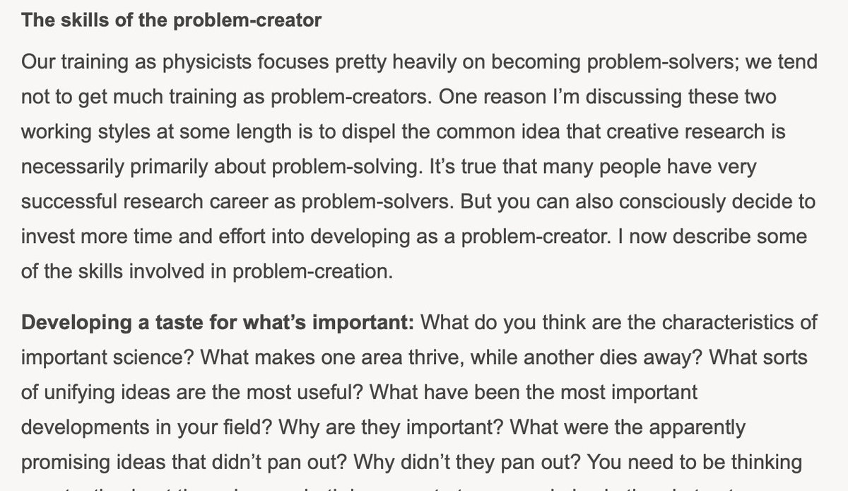 I first learned about the distinction 'problem creator' vs 'problem solver' years ago from  @JohanKwisthout. I probably creatively adopted the meaning. Later I learned from Johan the source of the distinction is theoretical physicist Michael Nielsen:  https://michaelnielsen.org/blog/principles-of-effective-research/ 32/n