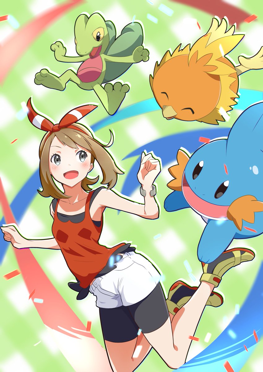 葱味噌 試験勉強中 今日のお絵描き 1週間遅れの記念絵 Oras6周年 ハルカと御三家3匹 6周年おめでとぉ ルビサファやったことなかったのでリメイクでもシナリオ楽しめました W