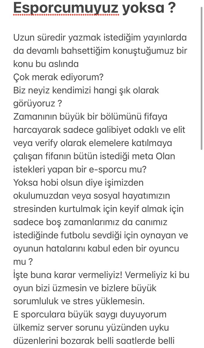 ahmet5alkaya's tweet photo. ESPORCUMUYUZ YOKSA ? 

İsimli Köşe yazısı kıvamında yazdığım uzun süredir yazmak istediğim bir konu ? Lütfen zaman ayırıp okuyup yorumlara fikrinizi ve kendinizi hangi şık olarak gördüğünüzü yazın 🙏🏻❤️ herkese iyi pazarlar keyifli oyunlar . #fifatr #fifa21 https://t.co/a0KMibaXKU