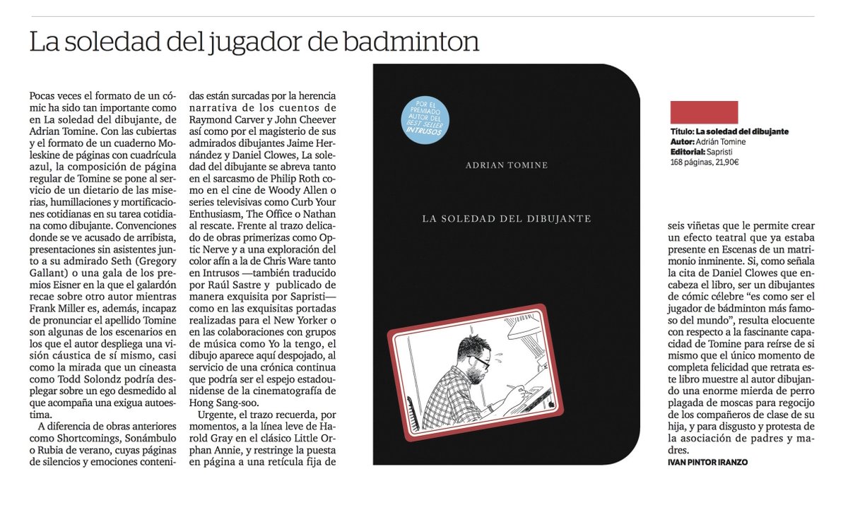 IvanPintorIran's tweet photo. Encuentros, Suplemento de Cultura Diario de Tarragona, 28/11/2020 #comic #bandedessinée #fumetto #adriantomine #moleskine #Haroldgray #danielclowes #raymondcarver #johncheever #Seth #Yolatengo #jaimehernandez #curbyourenthusiasm #Chrisware
@SapristiComic @IvanPintorIran https://t.co/uVqjcso4tX