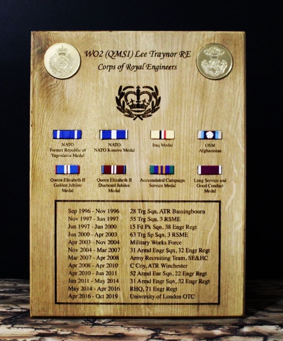 prontoimages's tweet photo. Something a little different today. These Solid Oak Service boards will be available after Xmas

They take time, but we will work with you to create a truly bespoke piece depicting your career

400x300mm in size and made of solid oak
#SolidOak
#TrulyBespoke
#22YearsService 💂‍♂️ 🇬🇧 https://t.co/tBAH5E4L0B