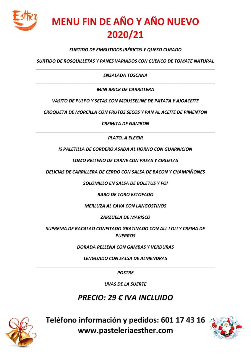 CatPastESTHER's tweet photo. 🎄Encarga ya tus menús para llevar estas Navidades🎄
🎊 Menú de Nochevieja
🎅 Menú de Nochebuena y Navidad
🍽 Menú a la carta de platos y entrantes.
☎️ Teléfono de información y reservas: 601 174 316
Consulta aquí todos los MENÚS: https://t.co/wXa4MzqDQR