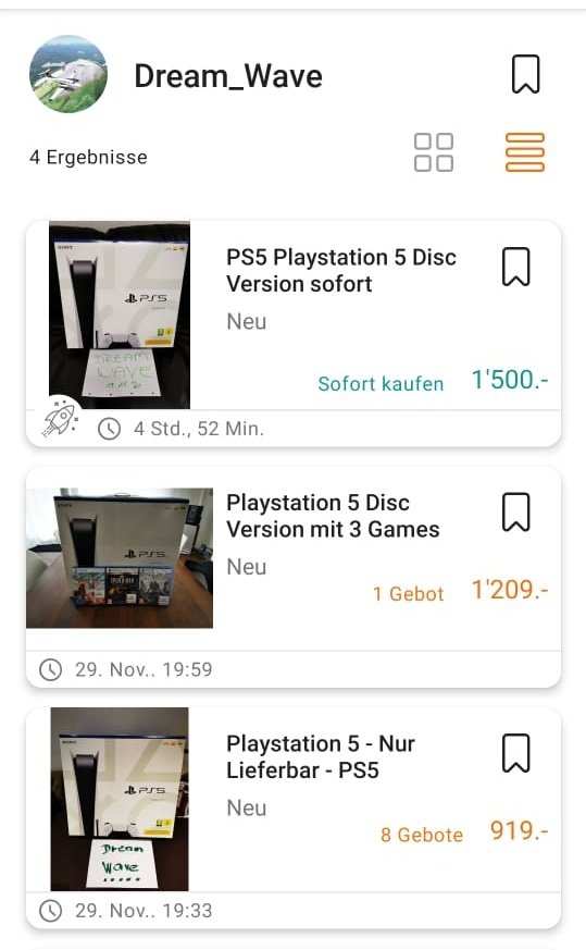 So viel dazu, dass nur eine #ps5 pro Person raus gegangen ist...

<a href="/PlayStationDE/">PlayStationDE</a> <a href="/PlayStationEU/">PlayStation Europe</a>
Kann man da nichts gegen machen, dass hier 1 Person zu Wucherpreisen mehrere PS5 verkauft, während der Einzelhandel auf dem trockenen sitzt und der Preisbindung unterliegt?