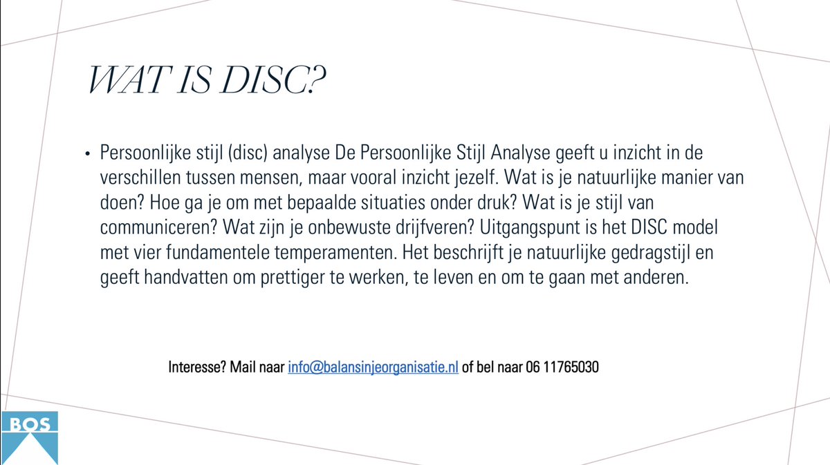 Een speciale december 2020 actie! Gun jezelf of iemand anders dit mooie cadeau, meer weten over disc? Kijk op balansinjeorganisatie.nl Interesse in deze actie of heb je vragen? Stuur een mail naar info@balansinjeorganisatie.nl