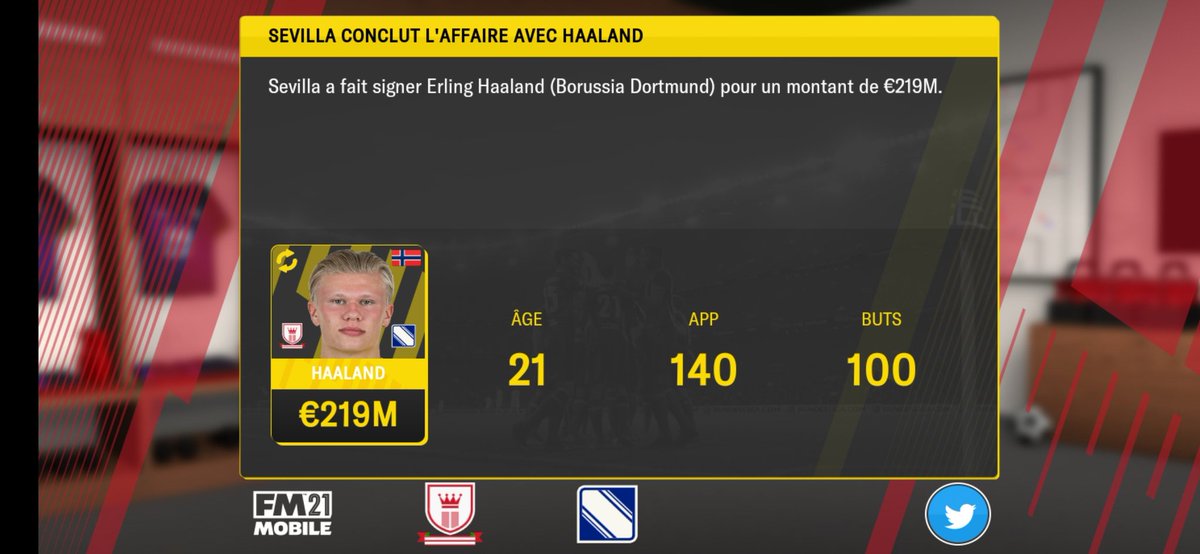 JssKozy's tweet photo. 🚨: NOUVELLE RECRUE !

#Haaland rejoind le club pour le montant colossal de 219M€. (Il m'a bien fait cracher de l'argent sur le contrat aussi). https://t.co/hvFSEe9mWQ
