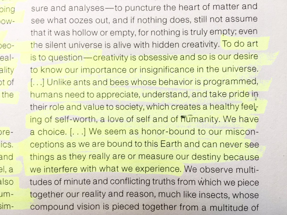#reading the wonderful #AgnesDenes - can’t stop highlighting almost every passage! #artiststatement #womenartists #visualphilosophy