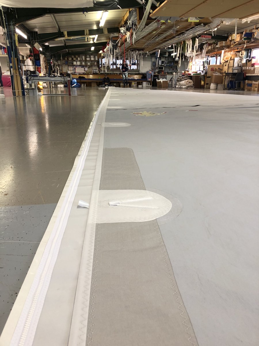 New J2 for the IMOCA 60 ‘Rosalba’ in production in the loft  using <a href="/OneSails/">OneSails</a> exclusive, recyclable 4T FORTE™ membrane technology. #onesails #sailmaking