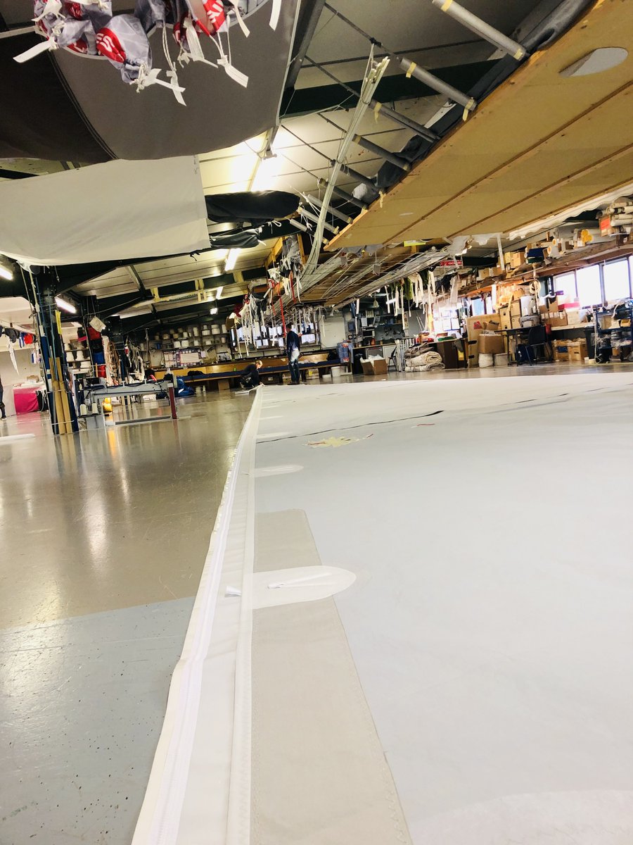 OneSails_east's tweet photo. New J2 for the IMOCA 60 ‘Rosalba’ in production in the loft  using @OneSails exclusive, recyclable 4T FORTE™ membrane technology. #onesails #sailmaking https://t.co/j8B59CpPZc