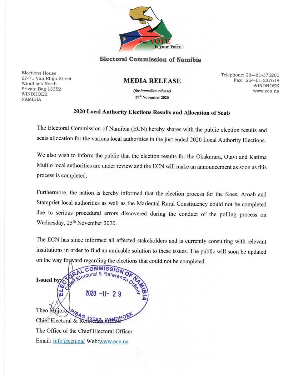 Electoral Commission Of Namibia Ecn Namibia Twitter