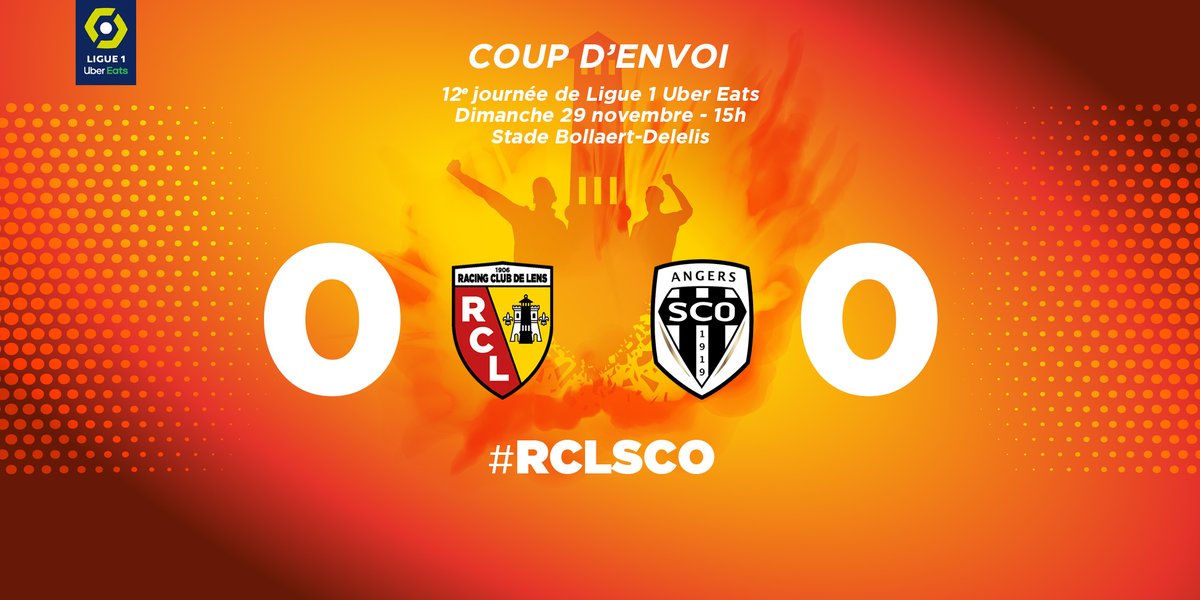 RCLens's tweet photo. (0-0) 1 : C’est parti pour Lens - @AngersSCO ! 
#RCLSCO #rclens https://t.co/KRrnlcwoaI
