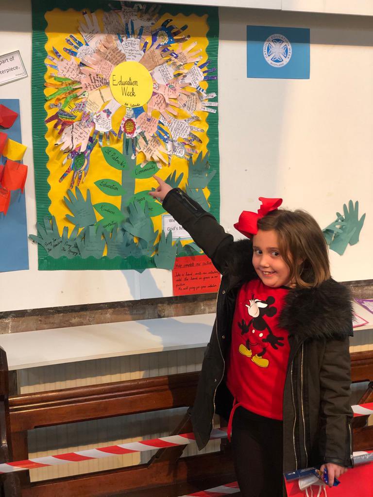 stpatrickspri's tweet photo. The Pupils of St Patrick’s made letters, cards, and beautiful posters with messages of thanks to our church and community for all the love and support we’ve received over the years. Some of our pupils posed beside their classes posters after mass this morning #CEW2020 #SCES https://t.co/Txt7Fj0vhI