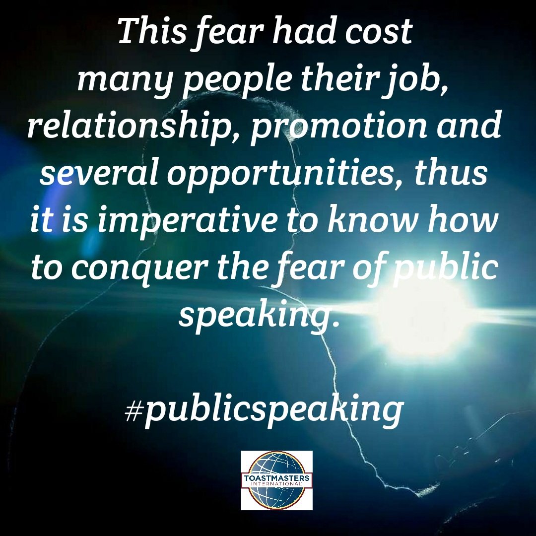 Learn to conquer your fear of public speaking with Toastmasters. 

Come and visit one of 20 clubs in Cork and we can help and support you with your public speaking and conquer your fears! PM us today!! #publicspeaking #conqueryourfear