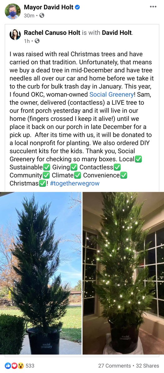 GreenerySocial's tweet photo. Each time a home in the OKC metro entrusts us with their Christmas tree tradition, we feel really honored. This special endorsement has us feeling extra merry (Mayor-y?) and bright though. 🌲🎄 https://t.co/6TuQoi9jxx