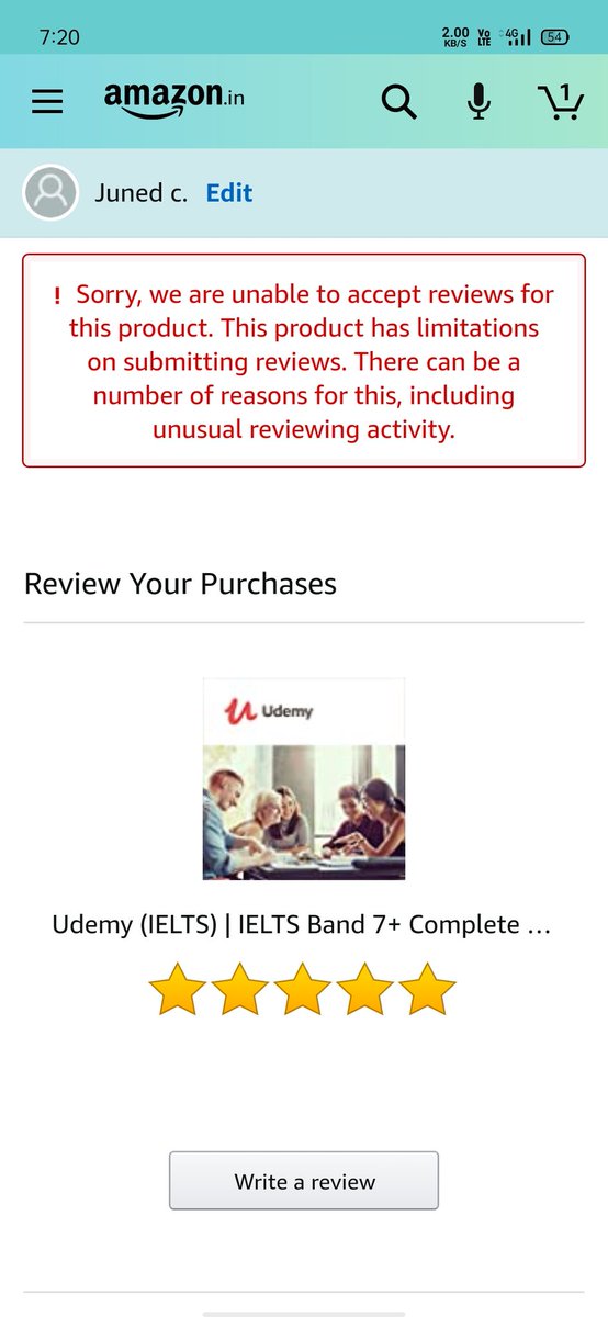 JChapti's tweet photo. @amazonIN may I know why I am not allowed to post review of my purchased product. @AmazonHelp @JeffBezos Please tell me specifically which of your Amazon Guideline is not followed. I have purchased the product which is not returnable than at least I reserve a right to review it https://t.co/kkDv1nWx71