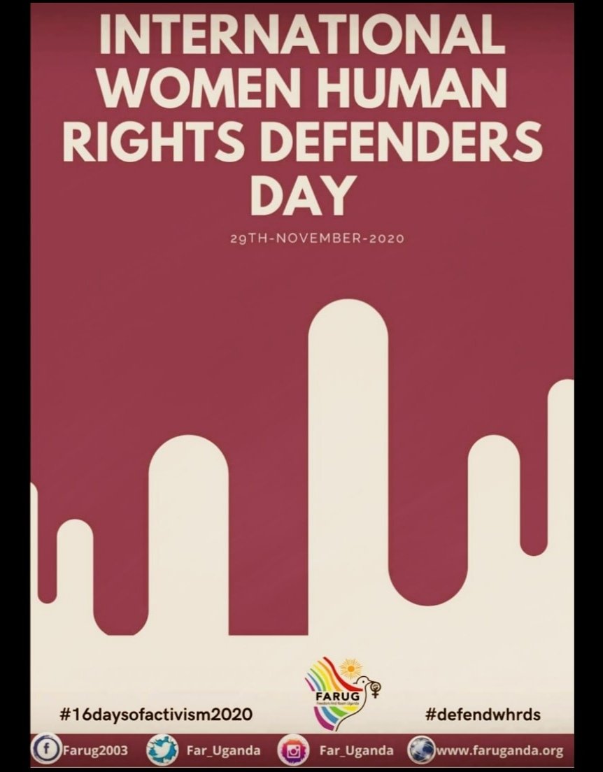 Far_Uganda's tweet photo. Happy Women Human Rights Defenders Day to all LBQ womxn. Celebrate your self today because it's our day as WHRDs.
Keep up the resilience..
#16daysofactivism2020📣
#defendwhrds https://t.co/NJV2l7a1ZM