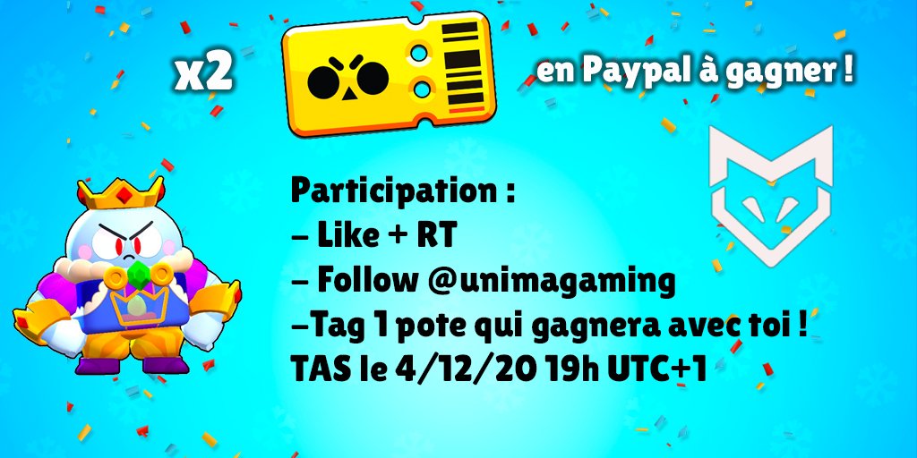 unimagaming's tweet photo. 🎊 Gagne ton Brawl Pass 🎊  

Pour l'ouverture de nos clubs Brawl Stars, nous faisons gagner à ton pote et toi l'équivalent de 2 Brawl Pass en virement Paypal !🔥

🔸Unima Gaming: 8k wins 3v3 23k TR + 50€ seasons rewards
🔸Unima Gaming II: 21k TR
🔸UnimaGaming III: Ouvert à tous https://t.co/gfm715RQ7I