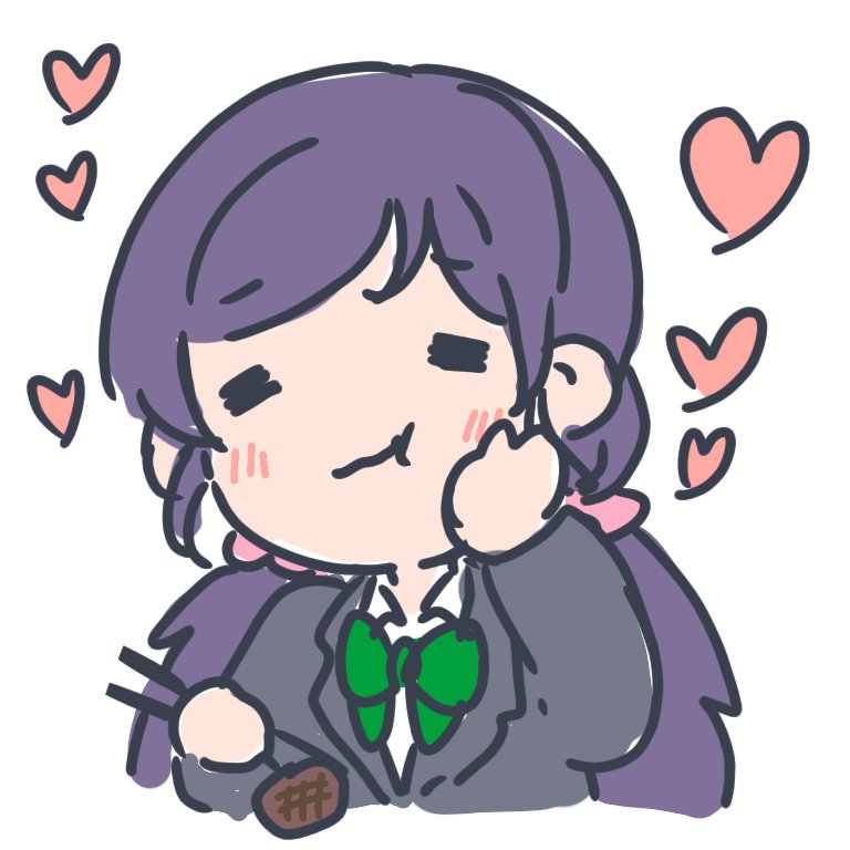 toujou nozomi 1girl heart twintails solo chopsticks purple hair school uniform  illustration images