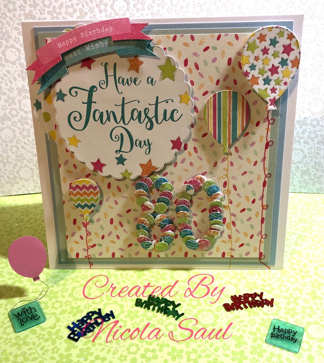 PinkNJ's tweet image. Hello lovelies 💕 just sharing this cheery 80th birthday card I’ve made 💕