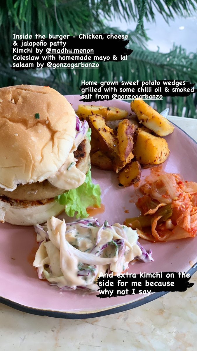 And lunch was epic too. Homemade burgers which were made better with Kimchi from  @madmanweb , details in the pictures (because I am too lazy to type again). Only wish I had better buns, read the picture to know why I don’t