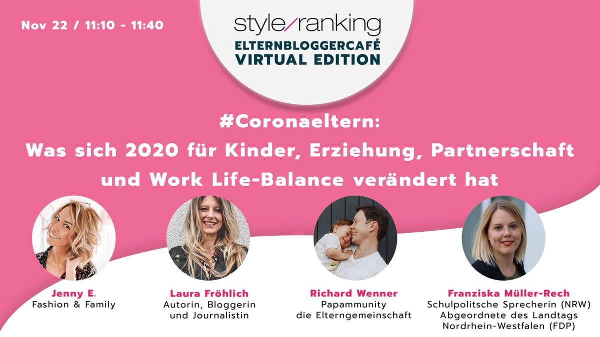 styleranking's tweet image. In 5 Minuten widmen wir uns beim #EBCVE20 dem viel diskutierten Thema #Coronaeltern. Vier spannende Talk-Gäste, darunter @mue_re, sind dabei.