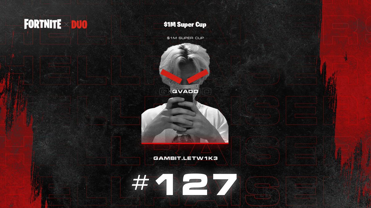 Вчера @QvadoFN c Letw1k3 отыграли $1M Super Cup и заняли 127 место.
Но все же оказались в числе призеров и заработали $800 на двоих. https://t.co/DYEQStQYMB