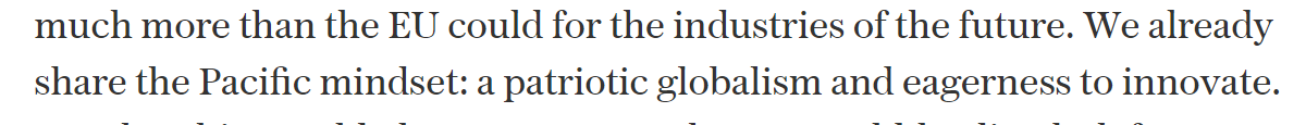 What in the name of everything that's holy is patriotic globalism?! You can't just say stuff like that without further explanation. India has many trade deals, but also the "make in India" policy which led it to leave the RCEP deal. Is that it? Is that like us and the EU? /12