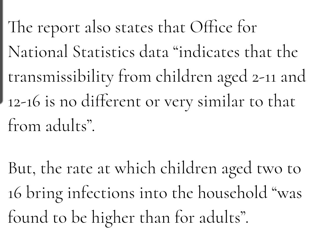 14/ Much of the media are just as complicit. SAGE released a paper on the infectiousness of children, a few (low confidence)comments about not having evidence were reported but the more worrying (high confidence)findings that were backed with statsShould have made headlines