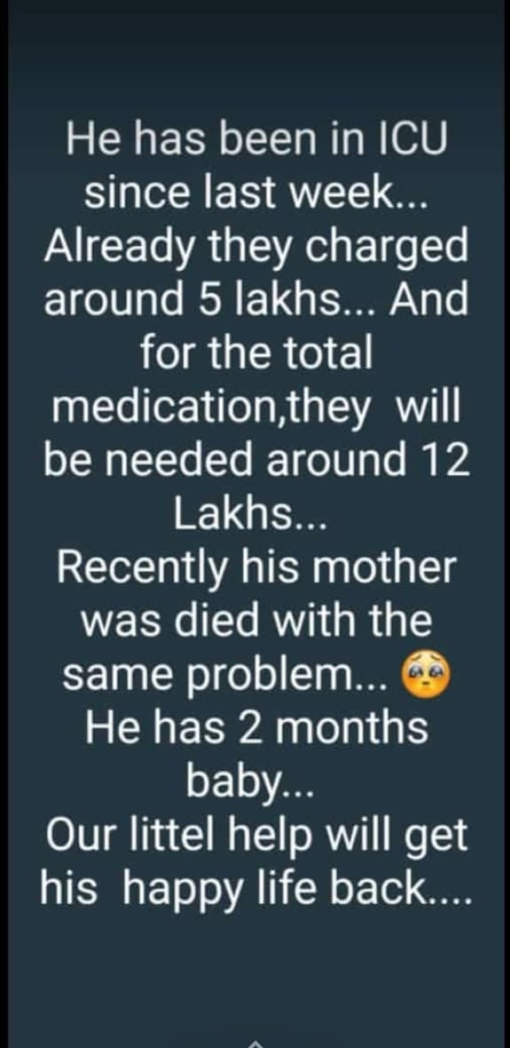 RamPaloju's tweet photo. @SonuSood Hi Sir, Could you please help him. Currently he is in Mehdipatnam Hospital, Hyderabad. They paid 5 lakhs till now and still need 12 Lakhs more for the heart surgery. Currently they are looking for the donations. https://t.co/hr254tPCnV