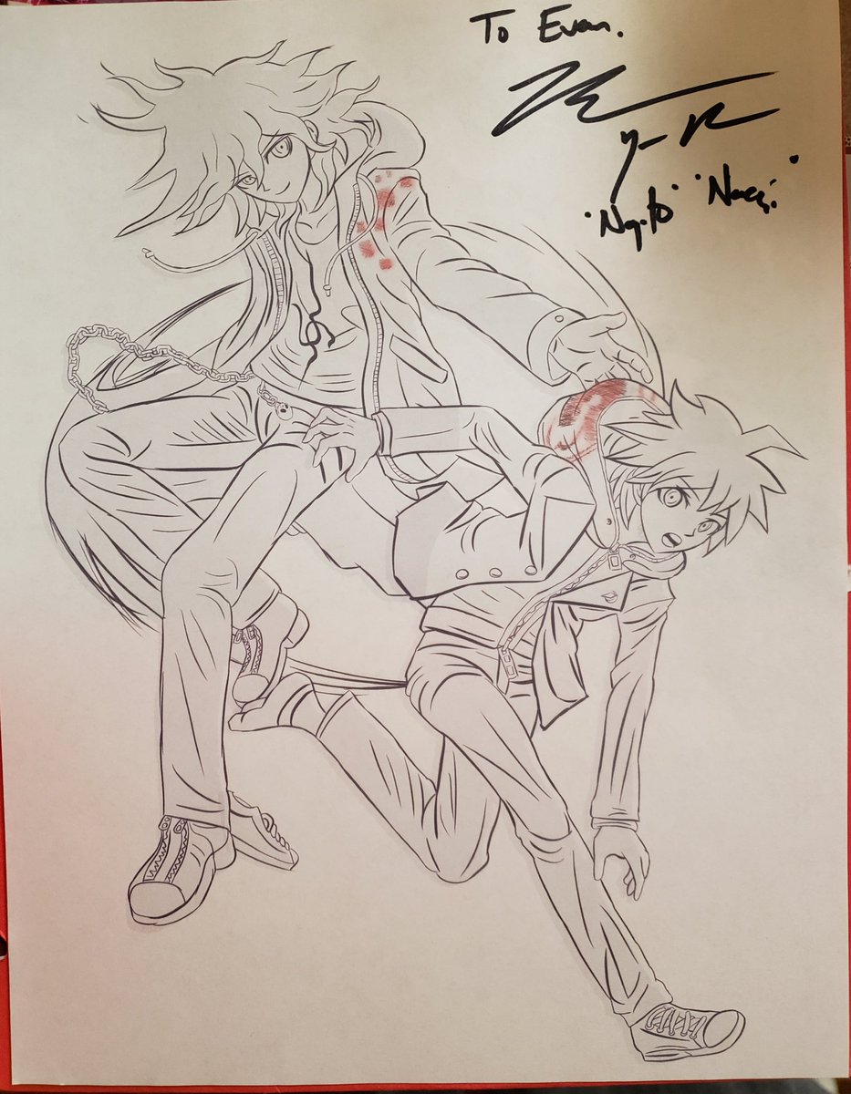 ManlyVoices's tweet photo. Can't believe I got to meet @BrycePapenbrook today! He signed the illustration i made of Makoto and Nagito :D what a flooring and reaffirming experience! Thank you for what you do Bryce, keep up the awesome work! #SAO #Danganronpa #Brycepapenbrook https://t.co/BlOQza7NXF