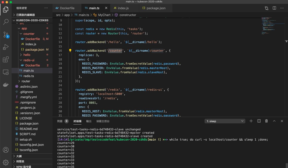 neil_kuan's tweet image. awesome cdk8s demo
thanks, @emeshbi @iliapolo @nctaber 
#KubeCon2020 #cdk8s #KubeCon
