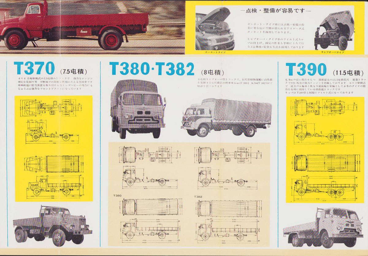 1964年4月版、三菱ふそうトラック の総合カタログ。 ボンネット型と