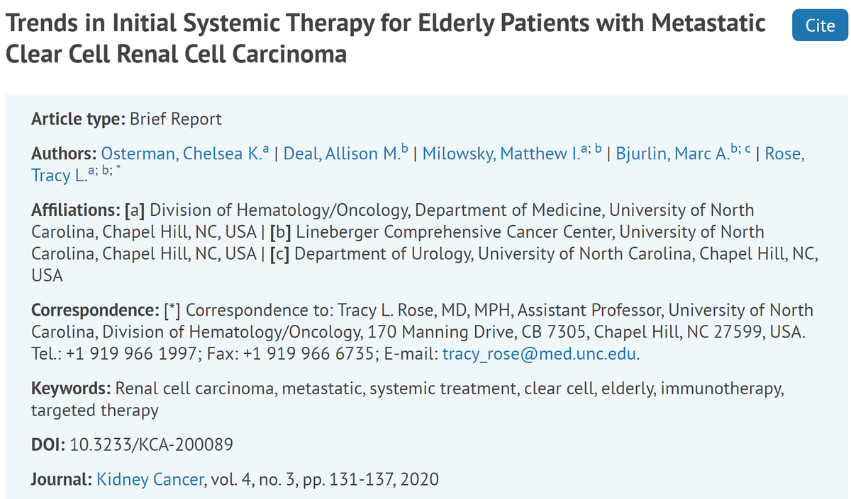 KCA_Journal's tweet photo. High tolerability of immune checkpoint inhibitors allowing ⬆️older pts with metastatic #kidneycancer to receive systemic therapy in 2016 vs. 2011 👉Exponential increase in older pts receiving IOs.👇  Web link: https://t.co/tQ3wKcg2Fe @MABjurlin @MattMilowsky @UNCUroOnc #TracyRose https://t.co/ximQrI7V2U
