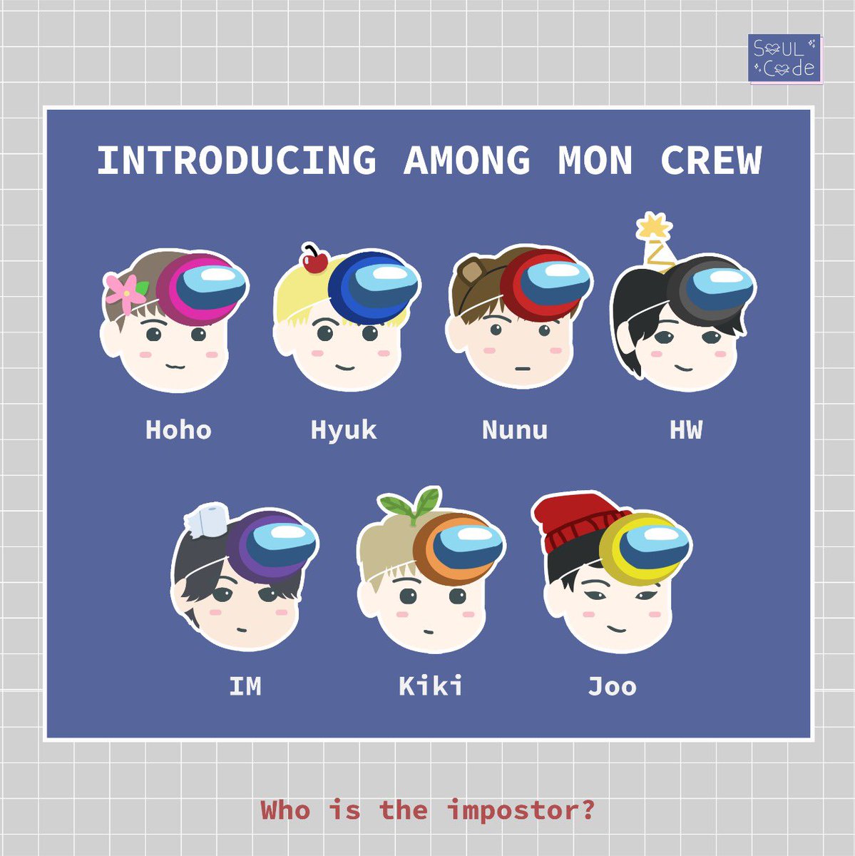 Soulcode_ID's tweet image. Let us introduce you to our new project:

✨Among Mon✨

Because we saw that Monsta X is really into this game, we create a collab for MX and Among Us. 

We will have a ”kit” for these guys. Please kindly wait for it❤️
#MONSTA_X #MonstaX
@OfficialMonstaX