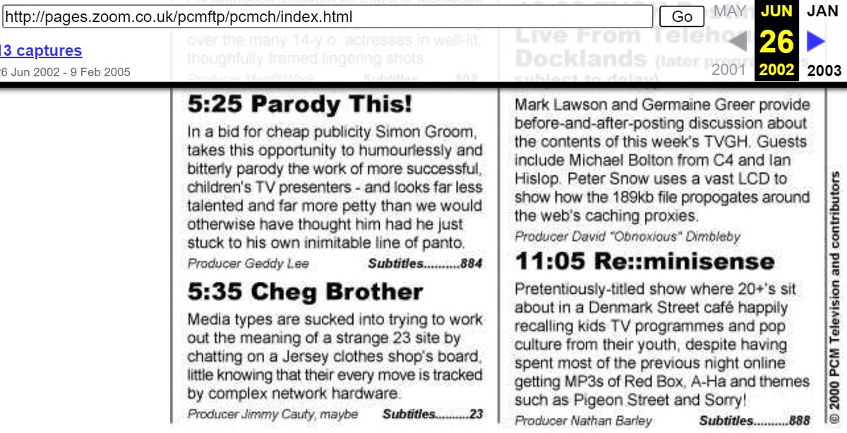 additional #OnThisDayInNTK:2000 archive:

final mentions of
San Francisco's Geek Pride Festival

Region Code-Enhanced DVDs
web.archive.org/web/2001061921…

"Sock Puppet brand icon" sold off in Pets .com Falco  
web.archive.org/web/2000111006…

&amp; baffling TVGoHome-parodists turn on... each other?