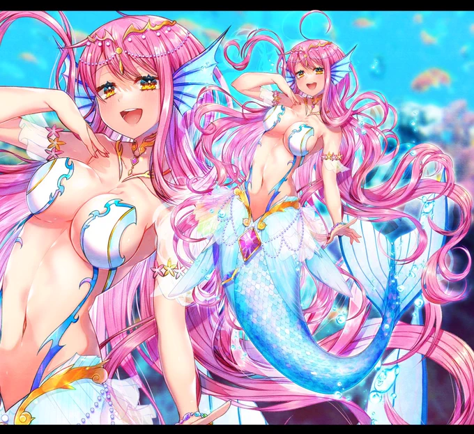 TRPGで遊ぶ為に描いた人魚をぺたり〜! 