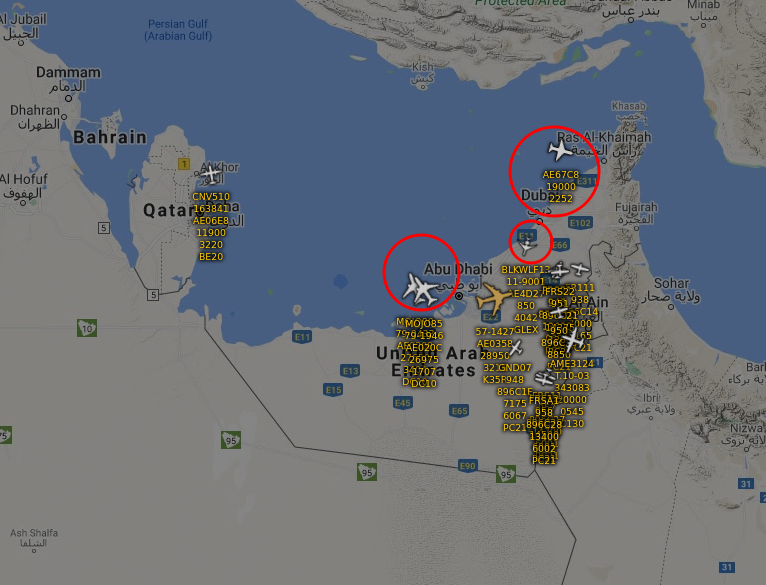 no_itsmyturn's tweet photo. Currently up over #UAE 🇦🇪 and Persian Gulf - 0747Z

#USAF 🇺🇸

3X #Tanker|s (2x KC-10A and a KC-135R) 
(#AE0208  #AE080C #AE0358) (79-0433  79-1946  57-1427)

1x #BACN (Battlefield airborne communications node) (#AE4D27 | 11-9001)

#USN 🇺🇸
P-8A Poseidon #ISR #ASuW #ASW (#AE67C8) https://t.co/NLI1gM5jbW