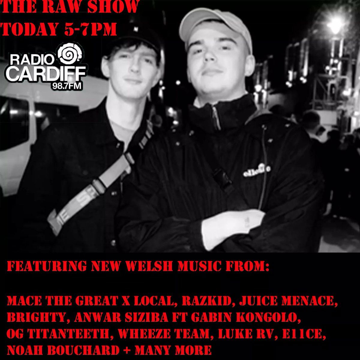 PRENDY (@prendytss) on Twitter photo TODAY 5-7PM <a href="/RadioCardiff/">Radio Cardiff</a>
After a big week The Raw Show returns as myself + <a href="/ezzzraaaaaaa/">E</a> play 2 hrs of local Grime/Garage/Hip-Hop and everything in-between.
New music:
<a href="/lukervv/">Chris Tingle</a> <a href="/macethegreat_/">Mace The Great</a>
@_Razkid @juicemenace <a href="/ItsBrighty/">Brighty</a> @noah_bouchard + MORE
➡️bit.ly/RAWSHOWLIVE TODAY 5-7PM <a href="/RadioCardiff/">Radio Cardiff</a>
After a big week The Raw Show returns as myself + <a href="/ezzzraaaaaaa/">E</a> play 2 hrs of local Grime/Garage/Hip-Hop and everything in-between.
New music:
<a href="/lukervv/">Chris Tingle</a> <a href="/macethegreat_/">Mace The Great</a>
@_Razkid @juicemenace <a href="/ItsBrighty/">Brighty</a> @noah_bouchard + MORE
➡️bit.ly/RAWSHOWLIVE