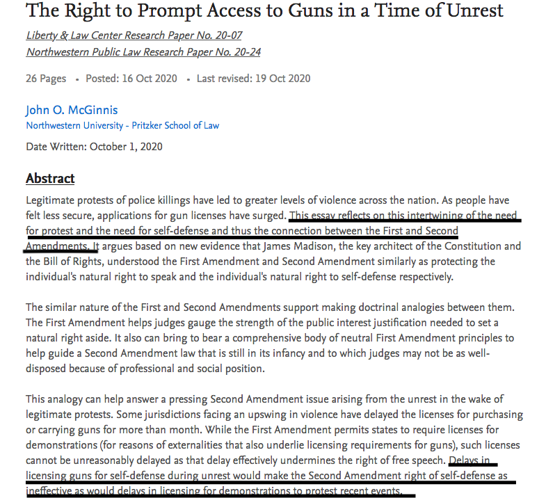 And the list goes on and on...each to a greater or lesser degree arguing for an expansion of gun rts in light of the "rioting" and "looting" in "urban" areas this summer... This is racist fear mongering in the guise of legal scholarship. This is fox news scholarship.