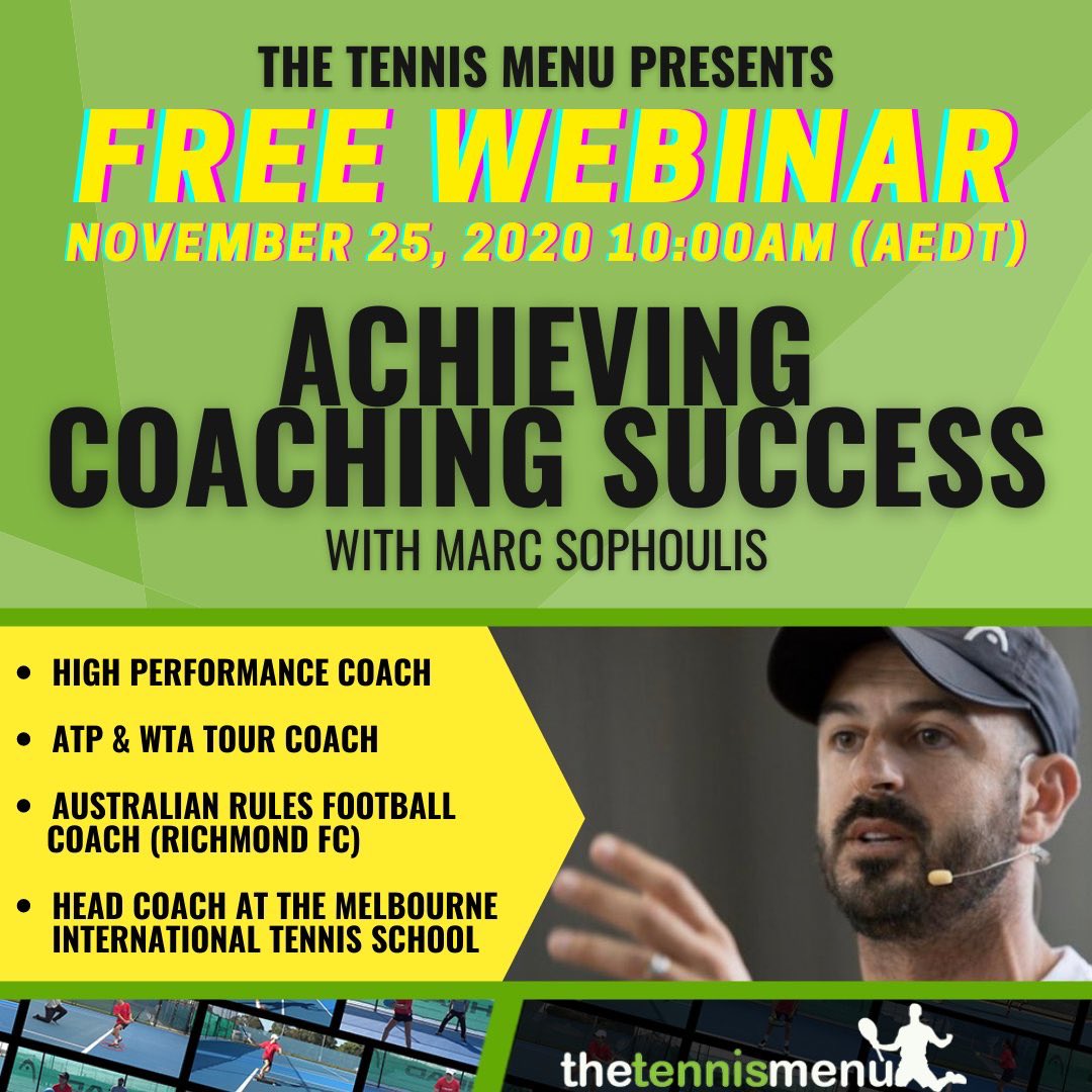 FREE WEBINAR: https://t.co/zPG22H5siC
WEDNESDAY NOVEMBER 25th, If you canโt make it but still sign up you will receive a recording of the session.
#coach #tennis #football #sport @mitschool @thetennismenu https://t.co/TEvlDUhAzN