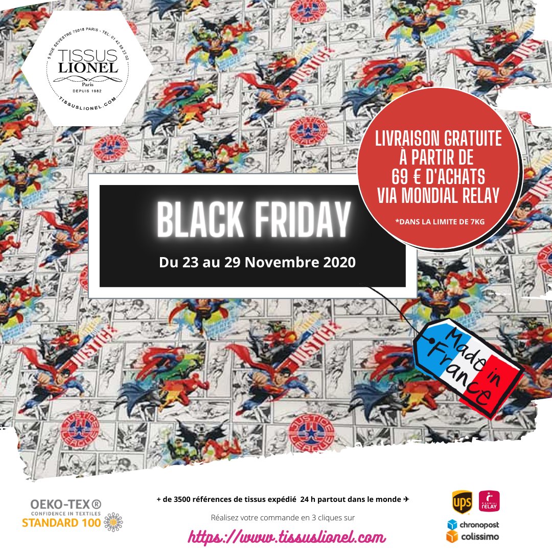 Le Black Friday🇫🇷 Tissus Lionel débute demain et jusqu'au 29 Novembre 2020 inscrivez-vous dès maintenant pour ne ratez aucune promotion et partager avec vos amis 😉
buff.ly/2r2Q8cQ
#couture #blackfriday #tissu