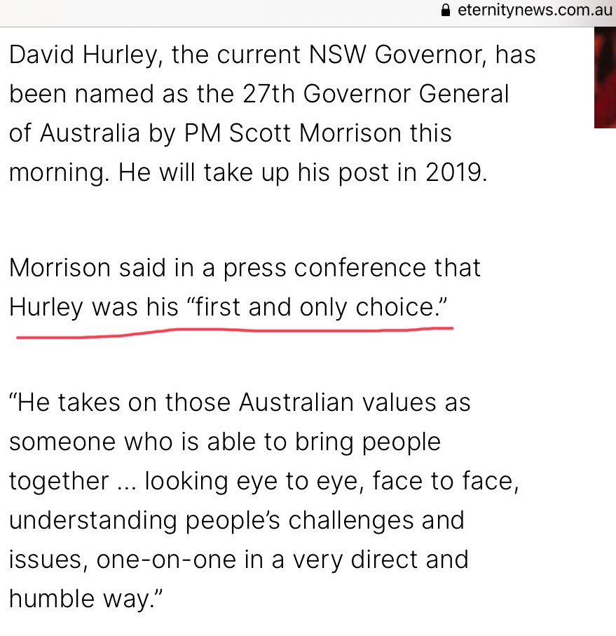 @saysgrumpysuzie There’s also that guy, David Hurley, who was Chief of the ADF in 2012, when the *alleged* war crimes were peaking ... that same guy Scotty chose as his “first and only choice” to masquerade as our invisible Governor General. 🤔

#australianwarcrimes 
#ScottNoEthics