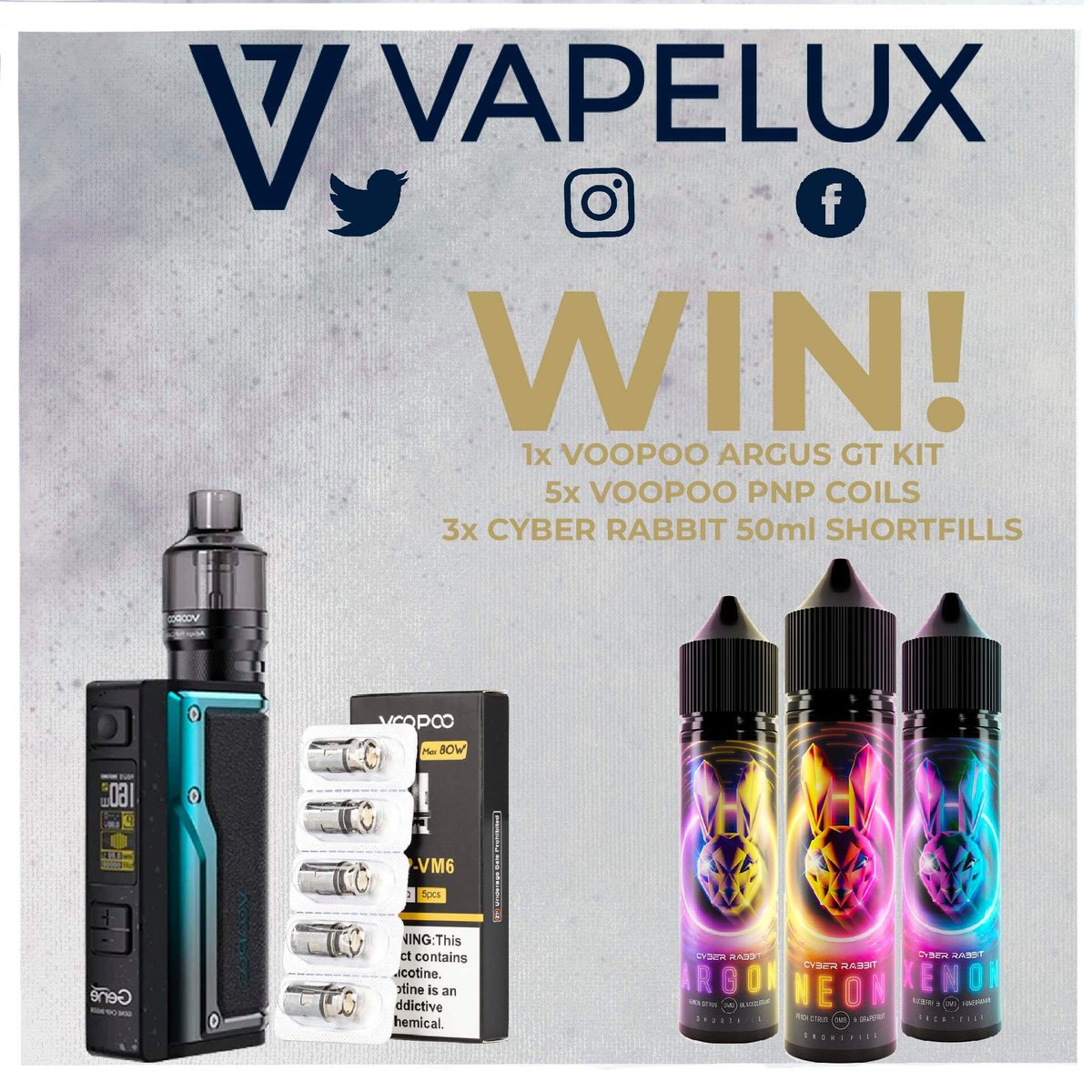 vapelux's tweet photo. We are running a competition over on our Facebook and Insta! 
Follow us and enter the competition for your chance to win all these goodies!
➡️ https://t.co/isQHwKEmOr 
Follow us: 

📷Insta: https://t.co/dfPiElF5fe 

👍Facebook: https://t.co/DSKXNl0UkB https://t.co/mHBk85aTkh
