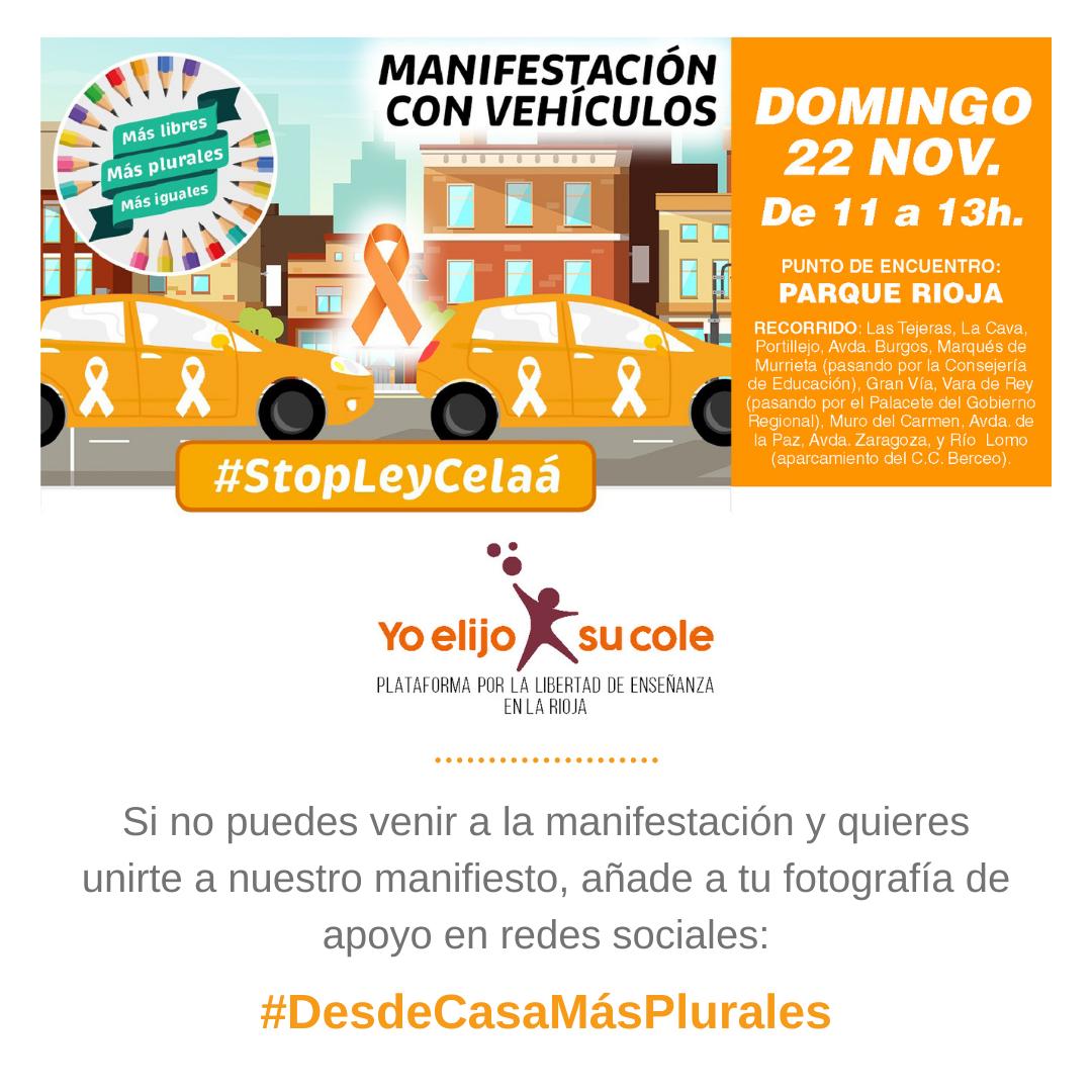 ColegioAlcaste's tweet photo. En menos de media hora manifestaremos nuestro rechazo a la vulneración de nuestro derecho a elegir la educación que queremos para nuestros hijos. 

Y recuerda... Si no puedes venir, que se te oiga #DesdeCasaMásPlurales. ¡Juntos somos más fuertes!

#MásPlurales #StopLeyCelaá https://t.co/y2USdxvebz