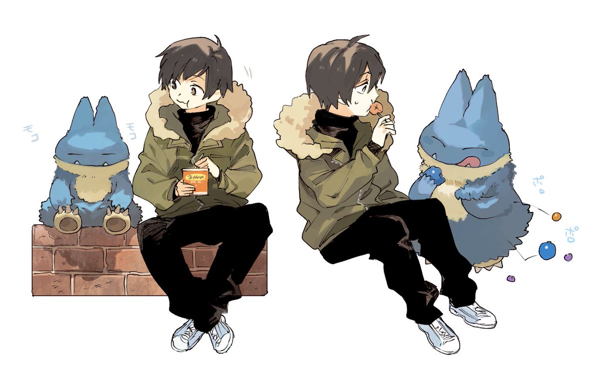 1boy pokemon (creature) pants male focus jacket black pants closed eyes  illustration images