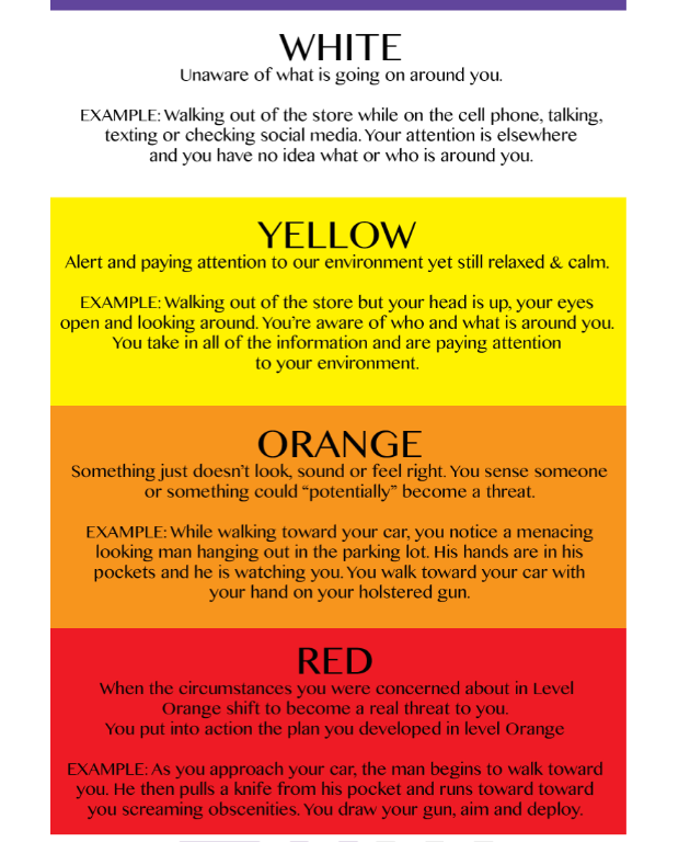 WellArmedWoman's tweet photo. Live in YELLOW. Always be aware of your surroundings and pay attention to what is going on around you.

#situationalawareness #liveinyellow https://t.co/CQ4YxmUJjS